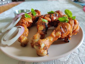 High angle view of meal served in plate