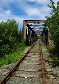 Railroad track against sky