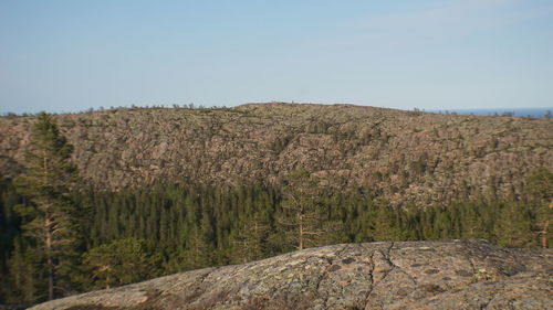 Scenic view of land against clear sky