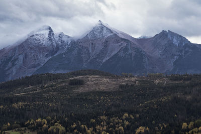 Scenic view of mountains against sky