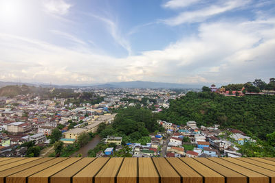 High angle view of townscape against sky