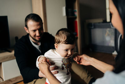 Father and daughter at home