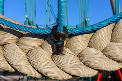 Close up of climbing rope at playground