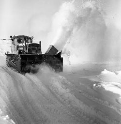 Construction site on snow covered land