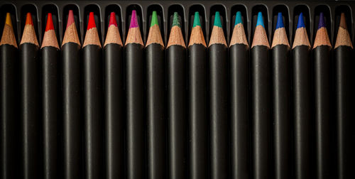 Close-up of multi colored pencils