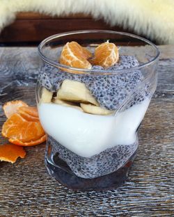 Close-up of fruits in bowl on table