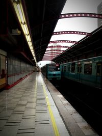 View of train entering railway station