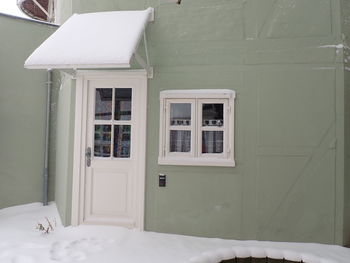 White house on window of building