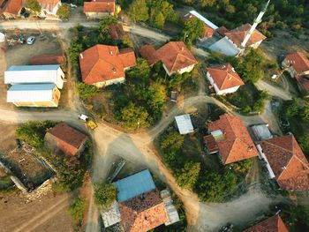 Aerial view of houses on land