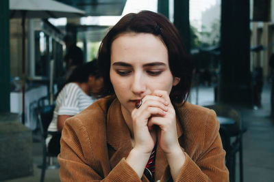 Close-up portrait of young woman