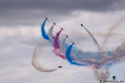 Low angle view of airshow in sky