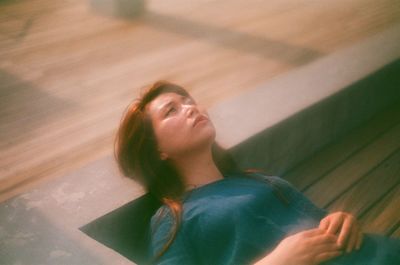 Close-up of woman standing in pond