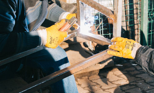 Man standing in back yard