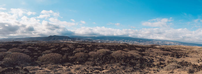 Scenic view of dramatic landscape against sky