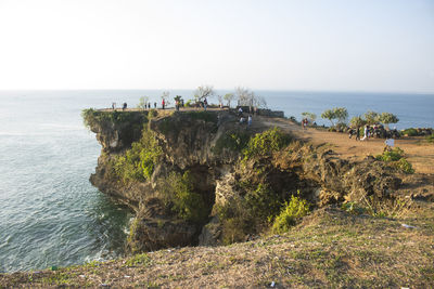 Scenic view of sea against clear sky