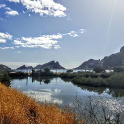 Scenic view of lake against sky