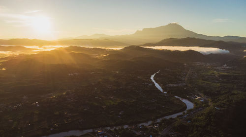 Scenic view of landscape against sky during sunset