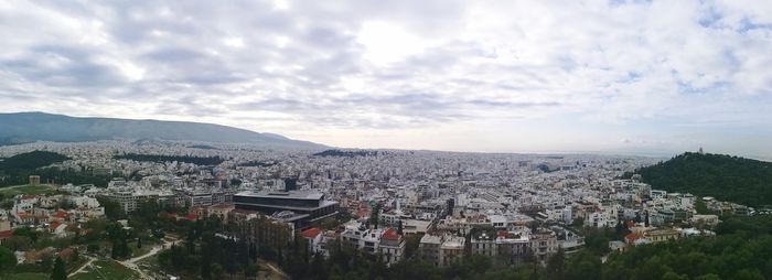 High angle view of townscape against sky