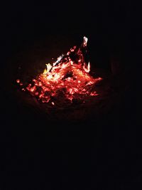 High angle view of fire in the dark