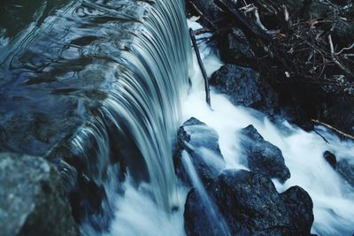 High angle view of waterfall