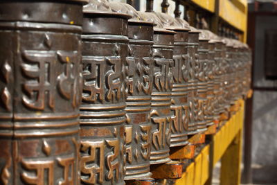 Prayer wheels at temple