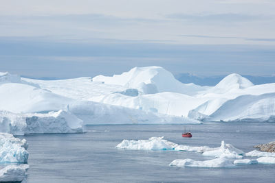 Scenic view of frozen sea against sky