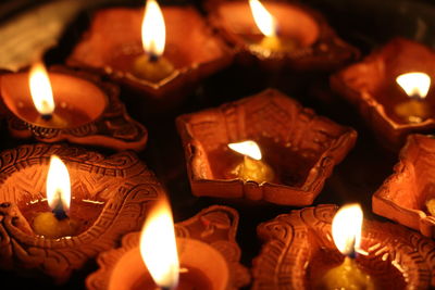 Close-up of lit candles