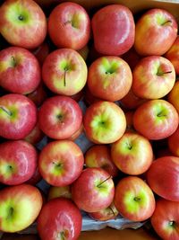 High angle view of apples for sale in market