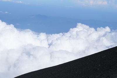 Low angle view of clouds over mountain