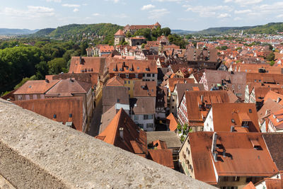 High angle view of townscape against sky