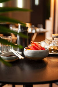 Close-up of food on table