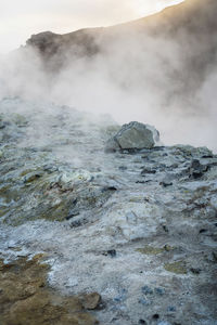 Smoke emitting from rock