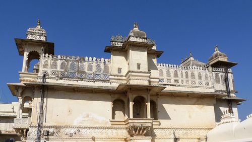 Low angle view of historical building against clear sky