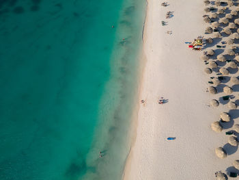 High angle view of sand on beach