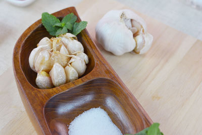 High angle view of food on table