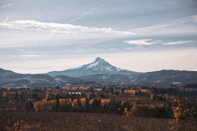 Scenic view of mountains against sky