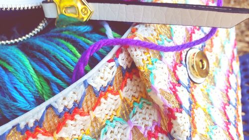 Low angle view of colorful fabric