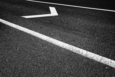 High angle view of marking on road