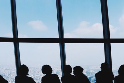 Silhouette people at observation point