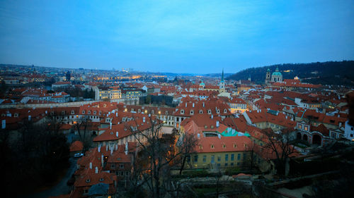 High angle view of townscape against sky