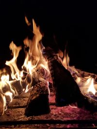 Close-up of bonfire at night