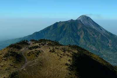 Scenic view of mountains against clear sky