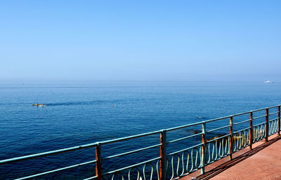 Scenic view of sea against blue sky