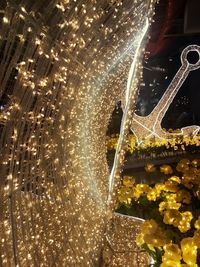 Close-up of illuminated light trails at night