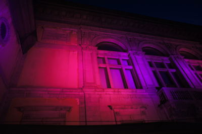 Low angle view of illuminated built structure