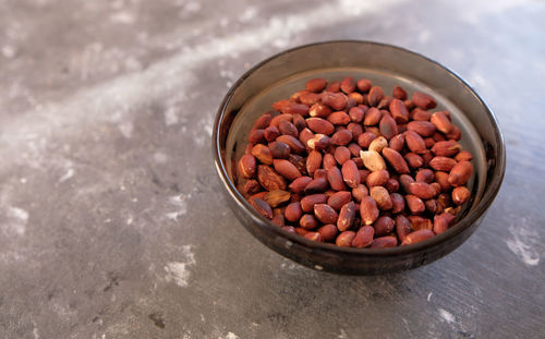 High angle view of food in bowl on table