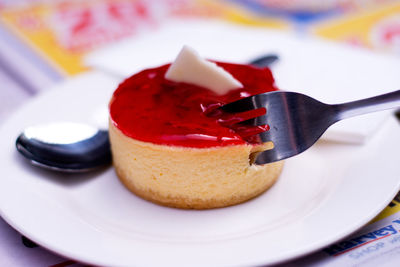 Close-up of dessert in plate on table