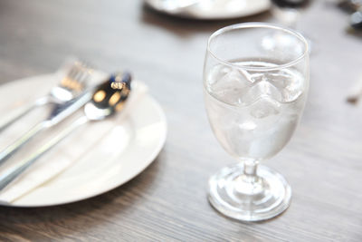 High angle view of empty glasses on table