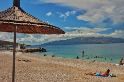 Scenic view of beach against sky