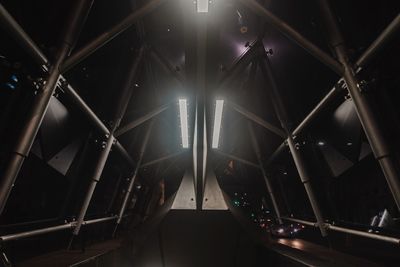 Illuminated stage in city at night